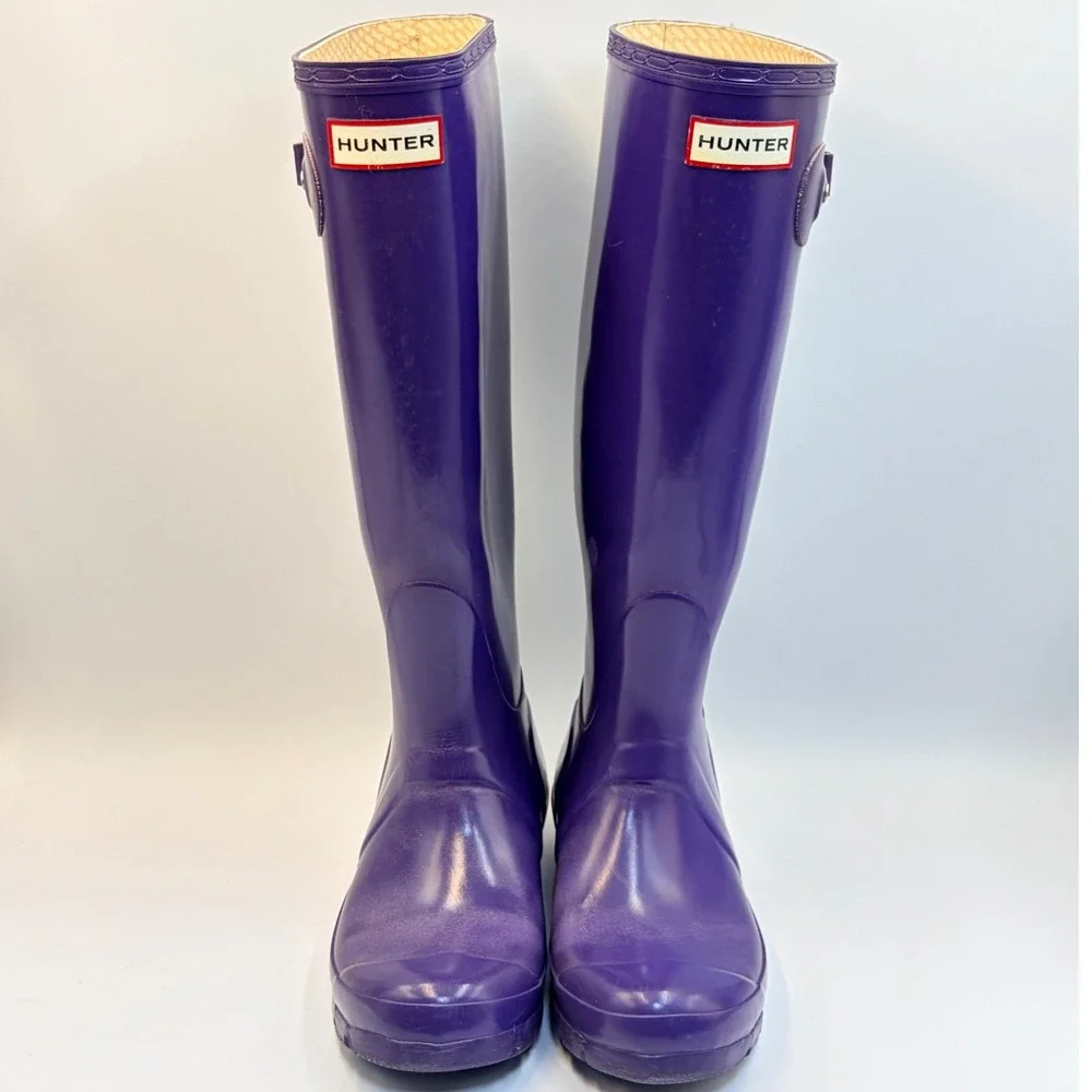 Hunter Original Gloss Tall Purple Rain Boots W23616 Womens 5 Mens 4 EU 35/36